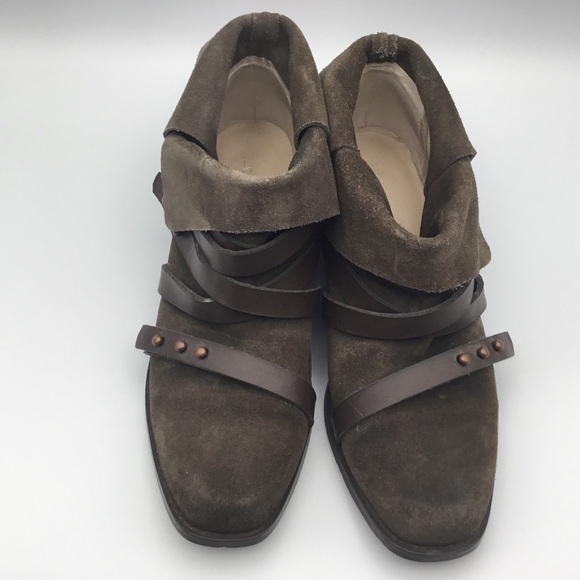 $200 JOE'S JEANS Landon brown leather wrap & stud boot bootie 7.5M 7.5 - Picture 4 of 7